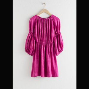 & Other Stories Satin Puff Sleeve Dress